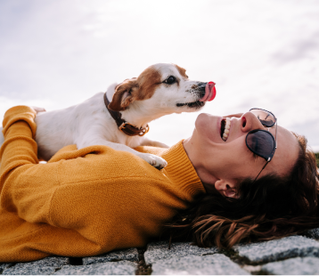 Girl with her loyal dog